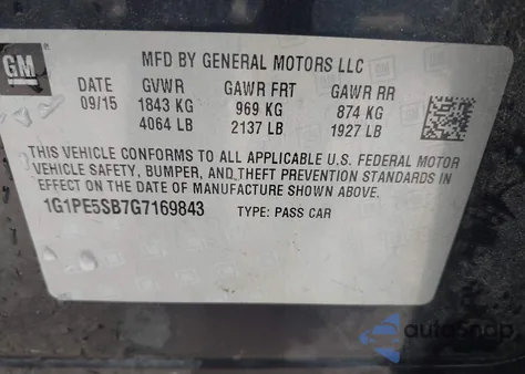 2016 Chevrolet Cruze Limited 1Lt Auto from USA, damaged, VIN 1G1PE5SB7G7169843